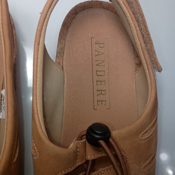Pandere Traveler Cork Wedge Sandals 8 Tan Nubuck Leather Wide Swollen Feet - Picture 8 of 14